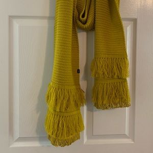 Mustard Knit Fringe Muffler Scarf
